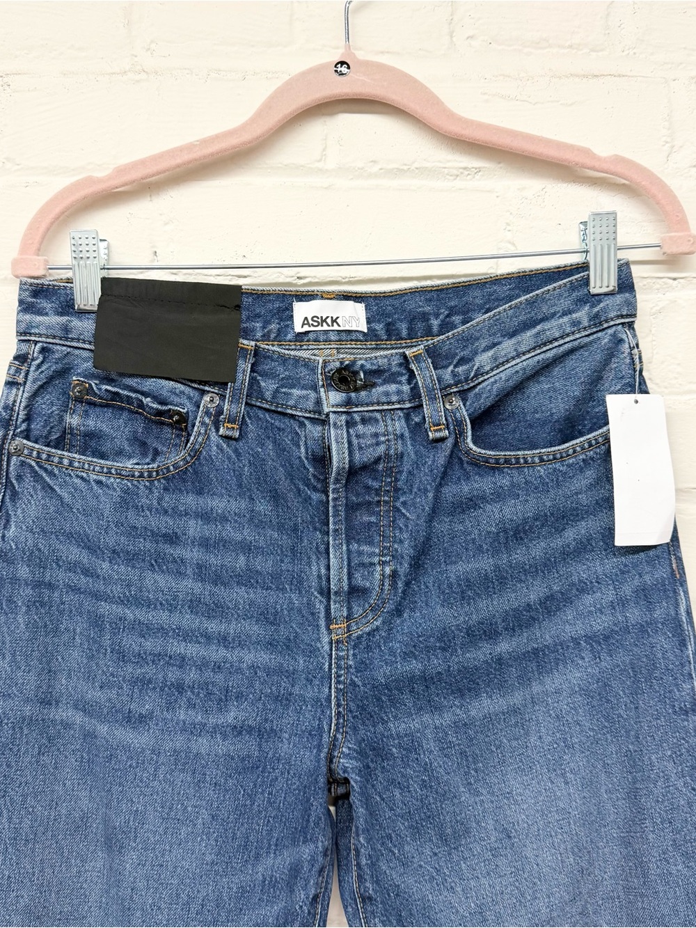 NWT ASKK NY Raw Hem Mid rise Straight Jean Size 25 - Picture 4 of 10